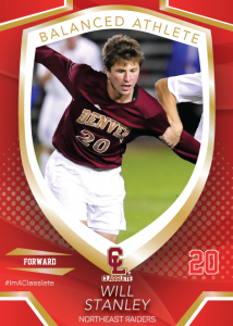 Primetime Light Red Classlete Sports Card Front Male Soccer Player