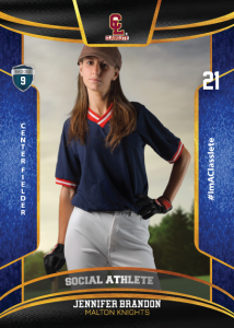 Royalty Dark Blue Classlete Sports Card Front Female Baseball Player