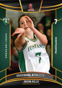 Royalty Dark Green Classlete Sports Card Front Female White Basketball Player
