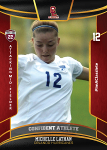 Royalty Dark Red Classlete Sports Card Front Female Soccer Player