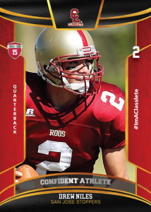 Royalty Light Red Classlete Sports Card Front Male Football Quarterback