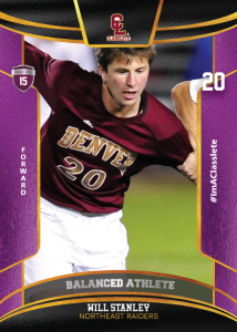 Royalty Purple Classlete Sports Card Front White Male Soccer Player