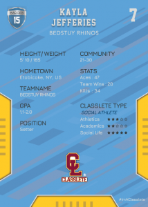 Edgy Light Blue Classlete Sports Card Back Female Volleyball Player