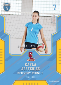 Edgy Light Blue Sports Card Front Female Volleyball Player
