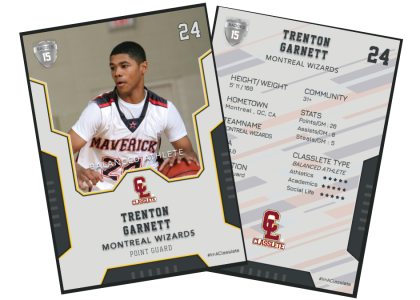Edgy Silver Classlete Sports Card Front Back Male Black Basketball Player