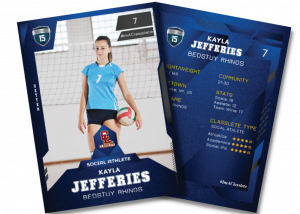 Future Dark Blue Sports Card Front Back Female Volleyball Player