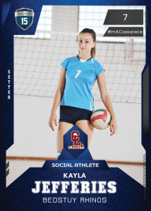 Future Dark Blue Classlete Sports Card Front Female Volleyball Player