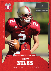 Future Light Red Classlete Sports Card Front Male Football Quarterback