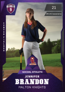 Future Purple Classlete Sports Card Front Female Baseball Player