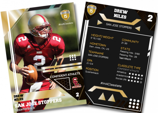 Levels Gold Classlete Sports Card Front Back Male Football Quarterback
