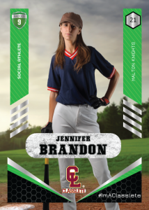 Revolt Light Green Classlete Sports Card Front Female Baseball Player