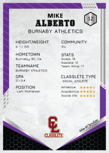Revolt Purple Classlete Sports Card Back Male Soccer Player