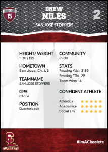 Transformer Dark Red Classlete Sports Card Back Male Football Quarterback