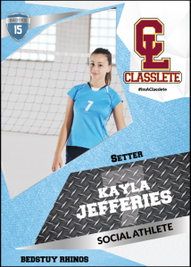 Transformer Light Blue Sports Card Front Female Volleyball Player