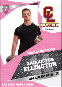 Transformer Pink Classlete Sports Card Front Male Football Player