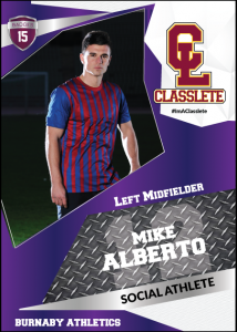 Transformer Purple Classlete Sports Card Front Male Soccer Player